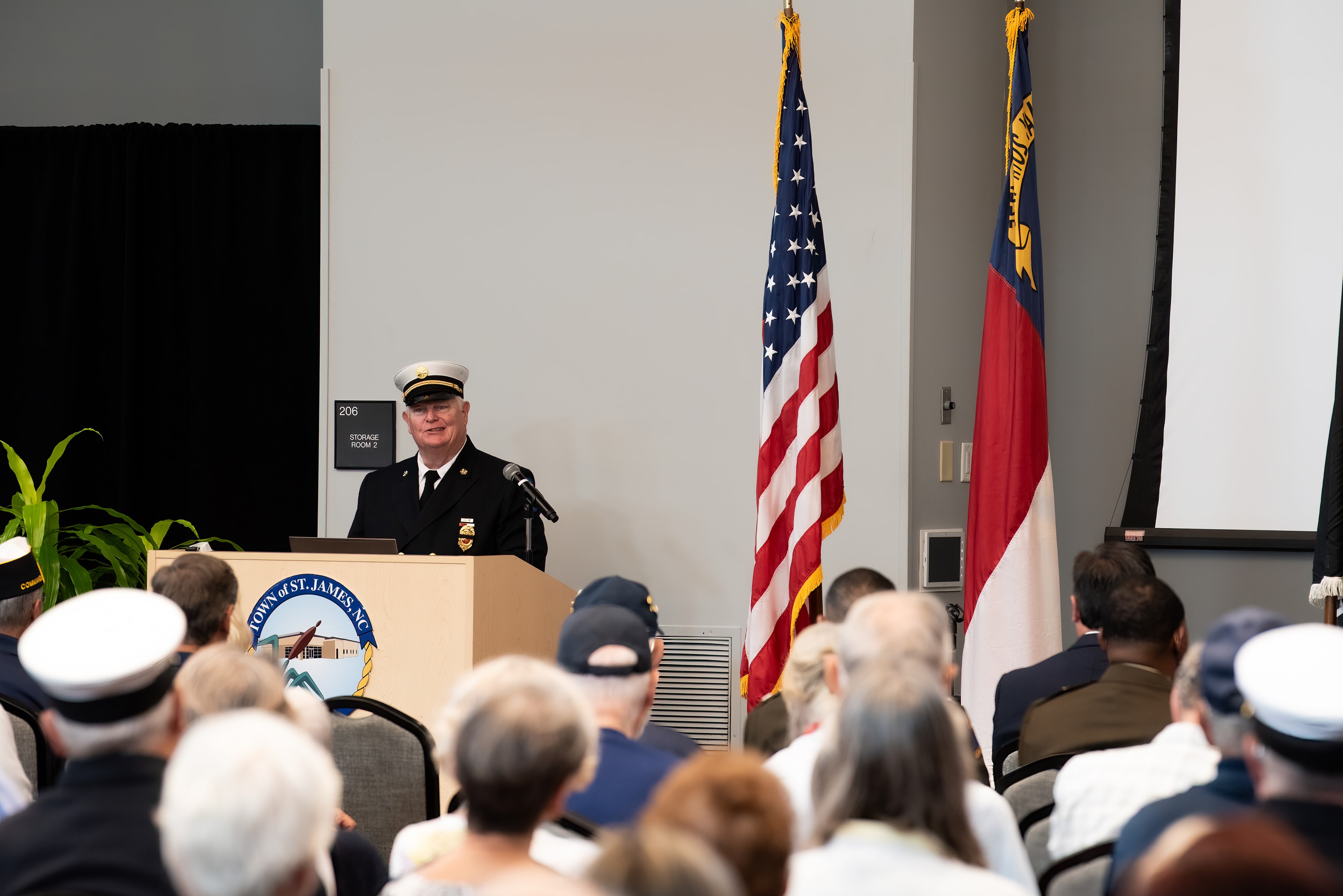 SJFD Chief Kevin Murphy delivering remarks at the 25th Anniversary 9/11 Remembrance Ceremony