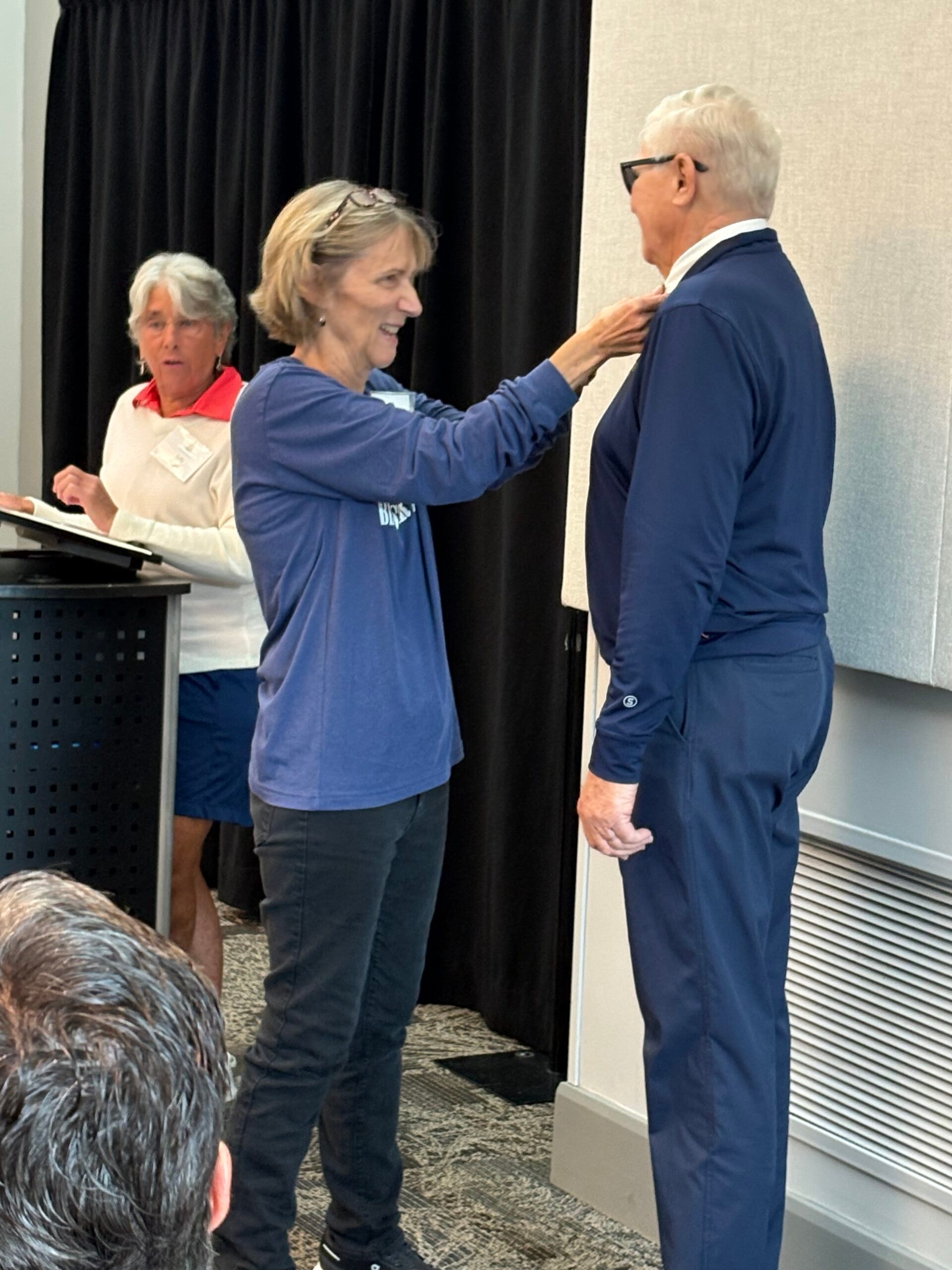 Chief Boyer receiving his Vietnam Veteran service pin at the recognition ceremony